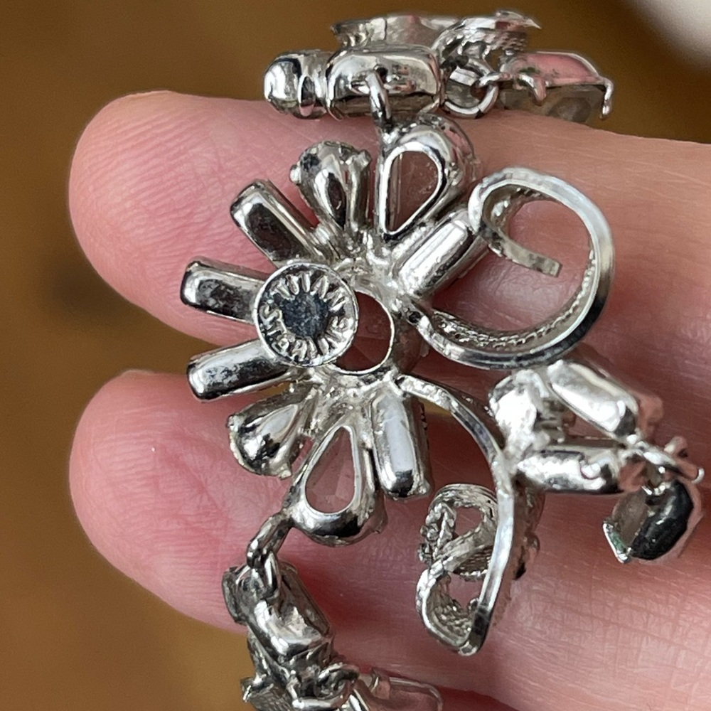 1950s Titan Sterling signed filigree crystal vintage necklace - Picture 6 of 7
